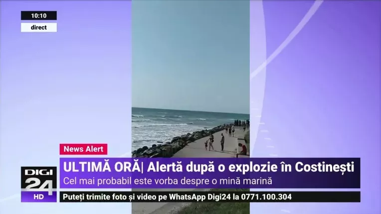 Alerta pe litoral. O mina marina s-a lovit de dig in Costinesti si a explodat. Alta ar pluti in larg
