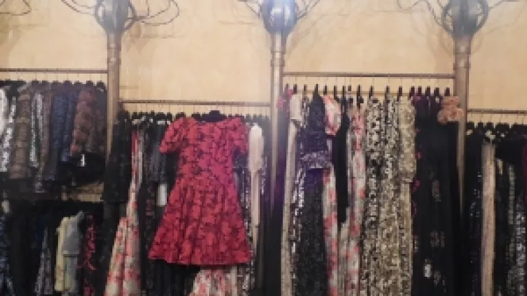 Liza Panait va recomanda pentru sarbatori o rochie din dantela si vascoza si o rochie din catifea albastra cu motive traditionale romanesti