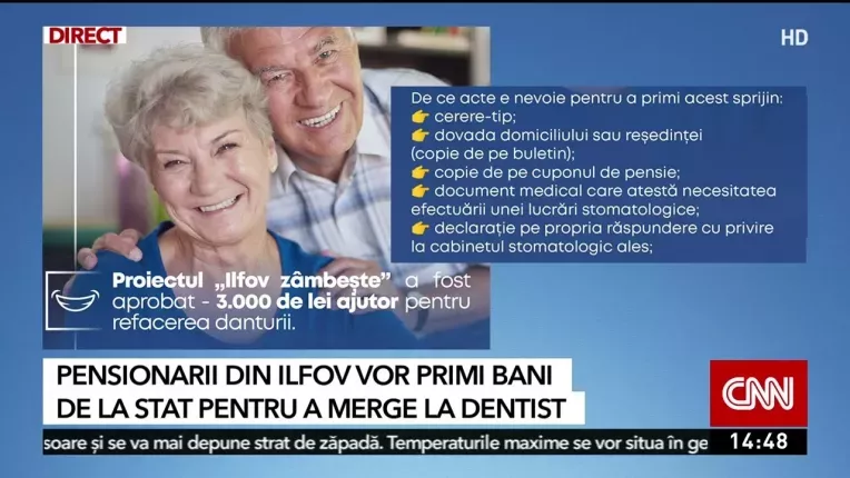 Pensionarii din Ilfov vor primi bani de la stat pentru a merge la dentist