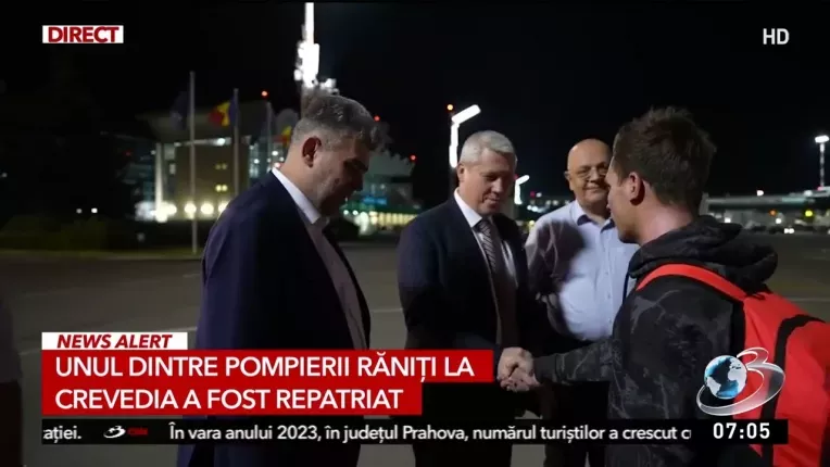 Primul pompier ranit la Crevedia, tratat in strainatate, a revenit in tara