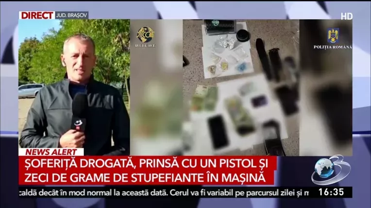Soferita drogata, prinsa cu un pistol si zeci de grame de stupefiante in masina